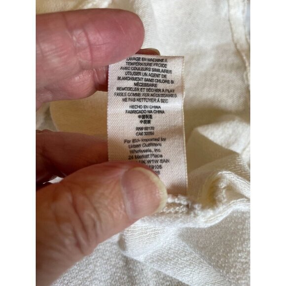 We The Free Sz Small Top Oversized Off White Cream Knit Cotton Boho Peasant - Picture 7 of 12